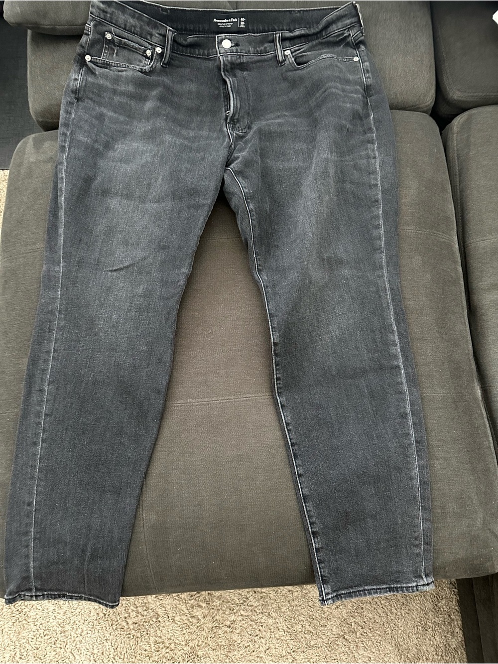 Abercrombie & Fitch Men's Black Washed Stretch Athletic Slim Jeans